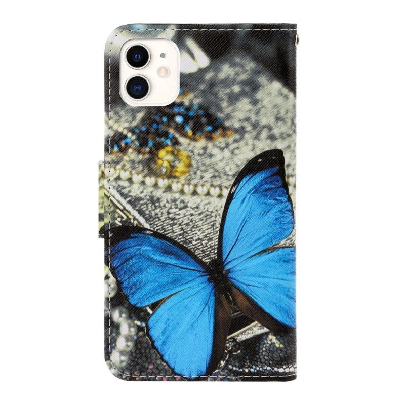 Housse iPhone 12 / 12 Pro Variations Papillons À Lanière