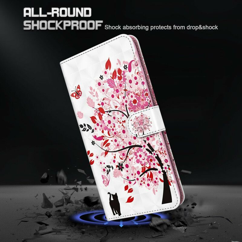 Housse iPhone 13 Arbre Rose Et Chat Noir