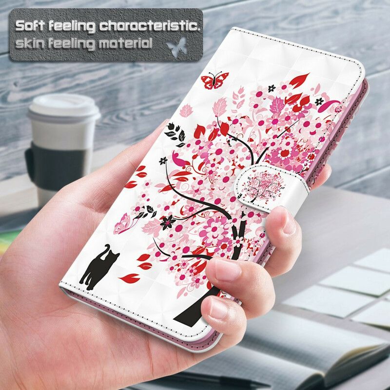 Housse iPhone 13 Arbre Rose Et Chat Noir