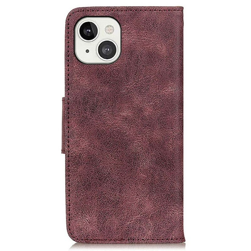 Housse iPhone 13 Cuir Fendu Vintage