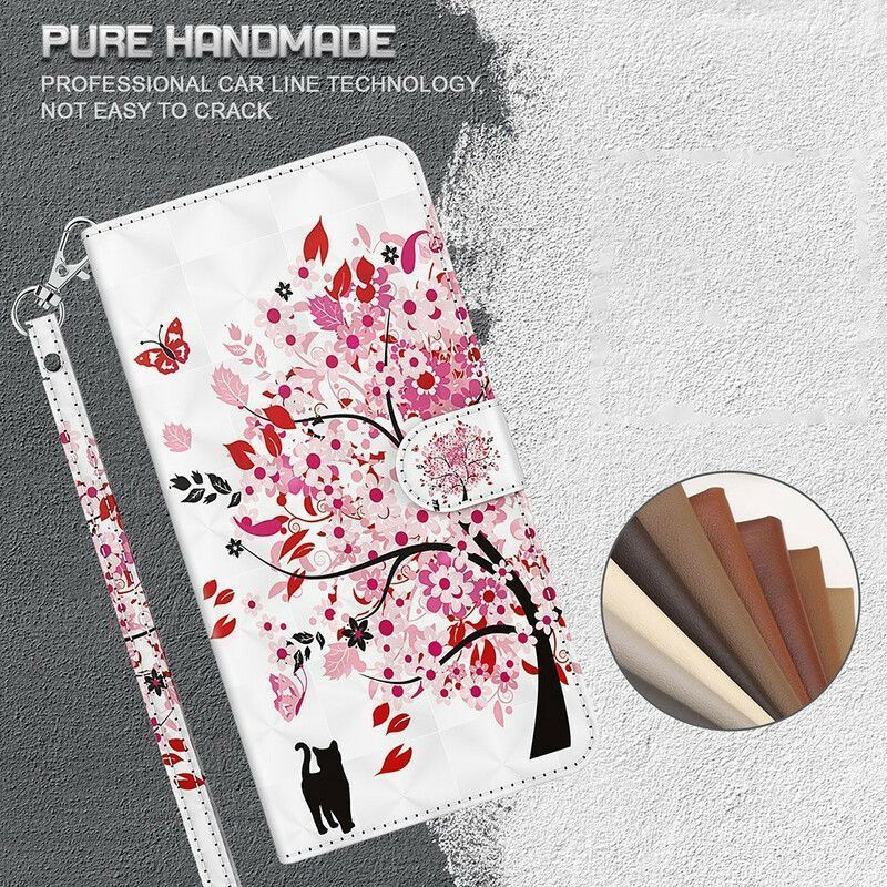 Housse iPhone 13 Mini Arbre Rose Et Chat Noir