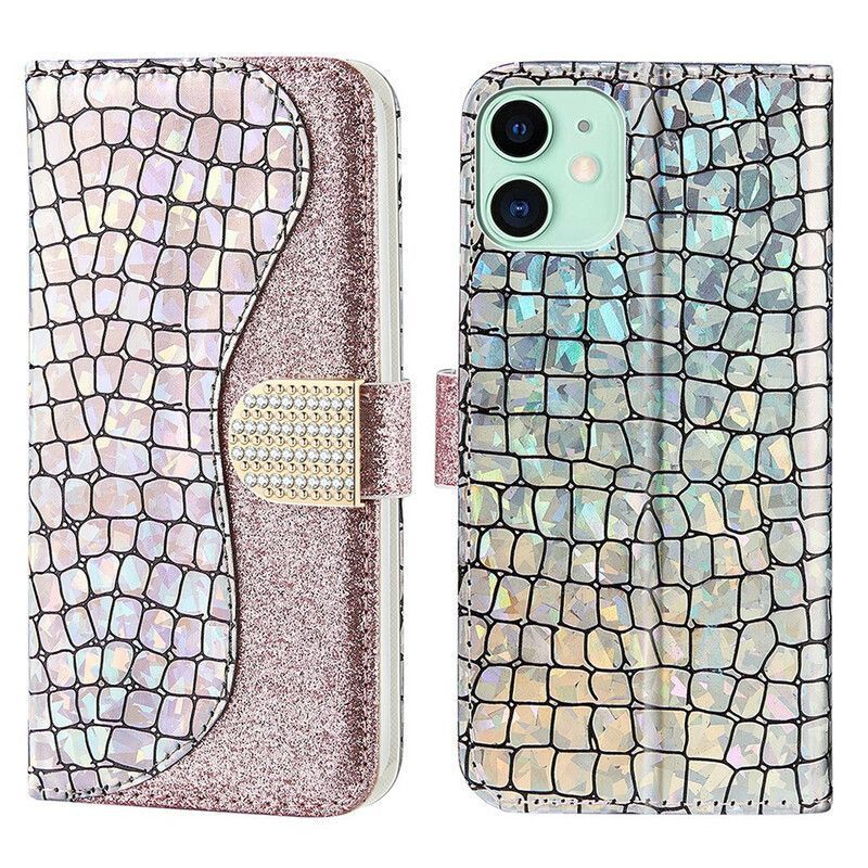 Housse iPhone 13 Mini Croco Diamants