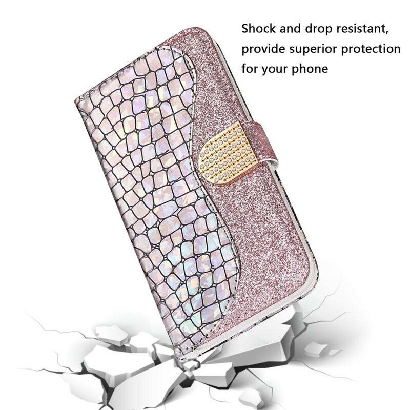 Housse iPhone 13 Mini Croco Diamants