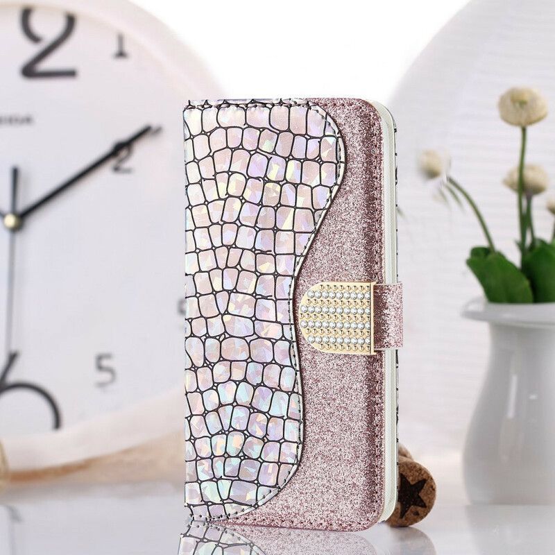 Housse iPhone 13 Mini Croco Diamants