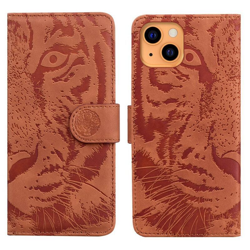 Housse iPhone 13 Mini Empreinte Face De Tigre