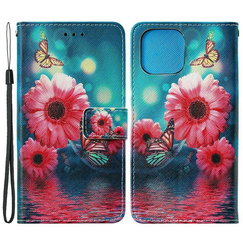 Housse iPhone 13 Mini Florale Et Papillons