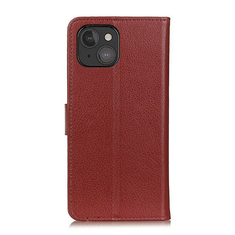 Housse iPhone 13 Mini Simili Cuir Litchi Traditionnel