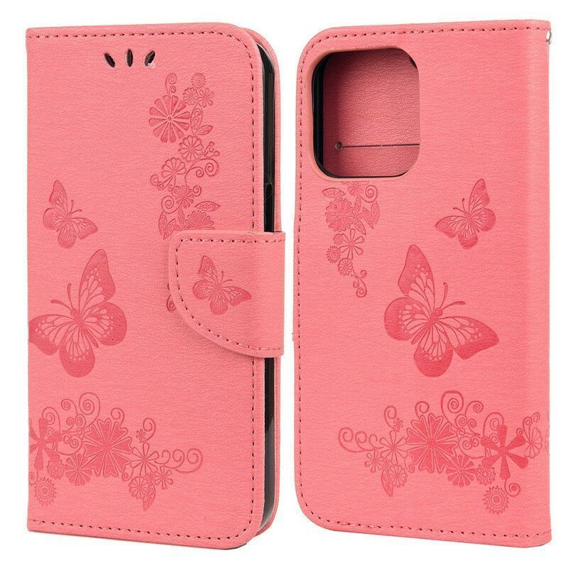 Housse iPhone 13 Mini Splendides Papillons À Lanière