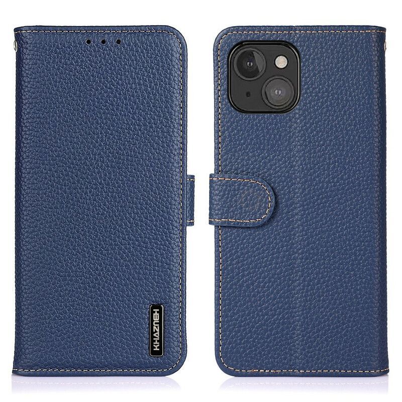 Housse iPhone 13 Mini Véritable Cuir Litchi Khazneh