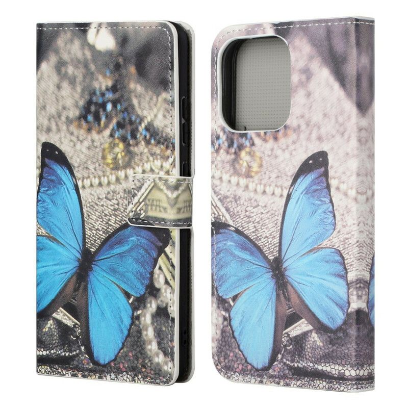 Housse iPhone 13 Papillon Bleu