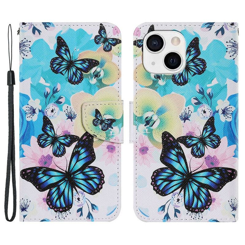 Housse iPhone 13 Papillons Et Fleurs D'été