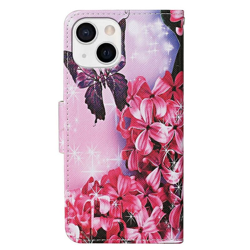 Housse iPhone 13 Papillons Et Lanière