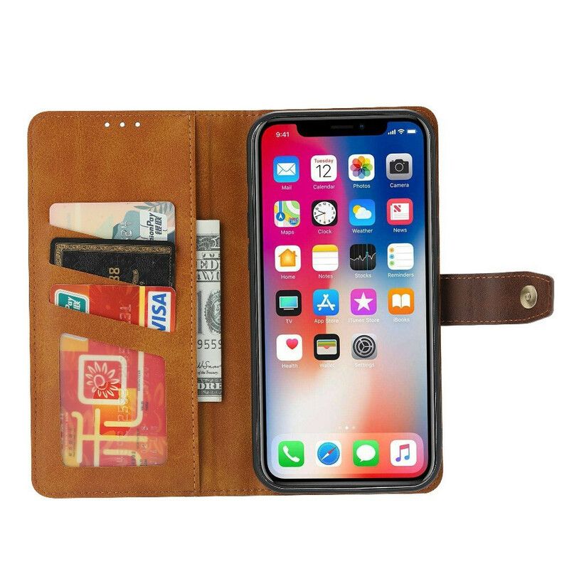 Housse iPhone 13 Pro Effet Cuir Porte-carte Frontal Et Sangle