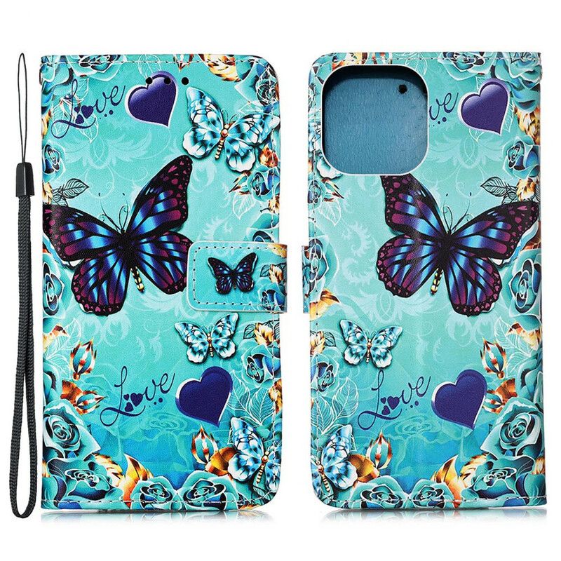 Housse iPhone 13 Pro Love Butterflies À Lanière