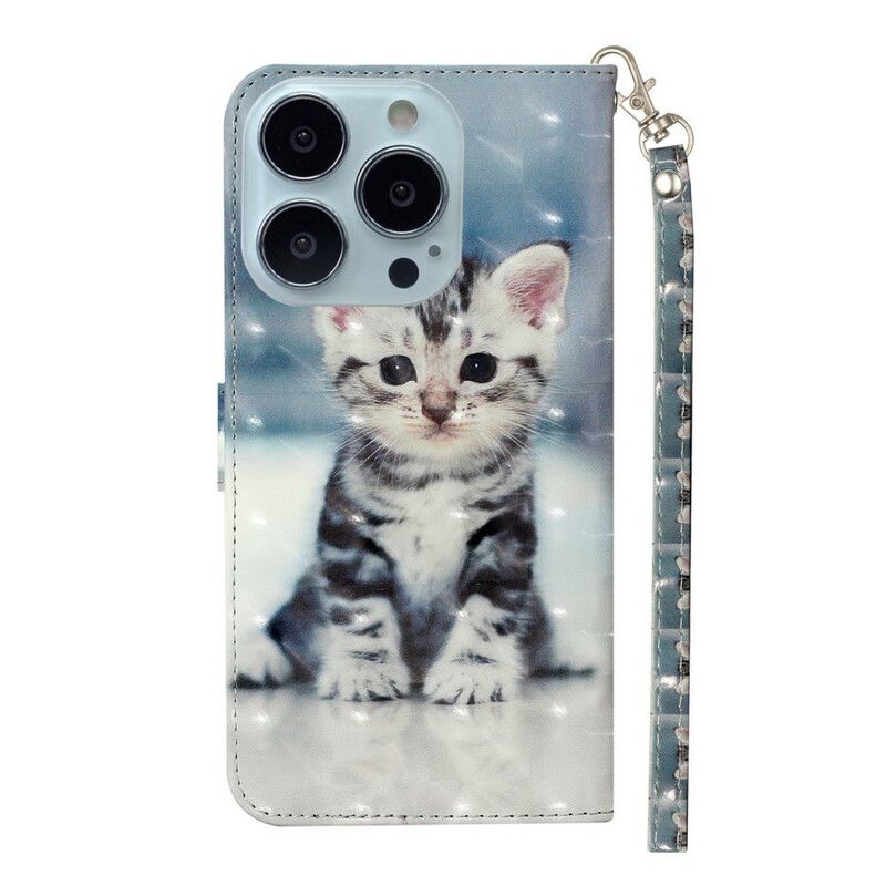 Housse iPhone 13 Pro Max Chaton Light Spots À Lanière