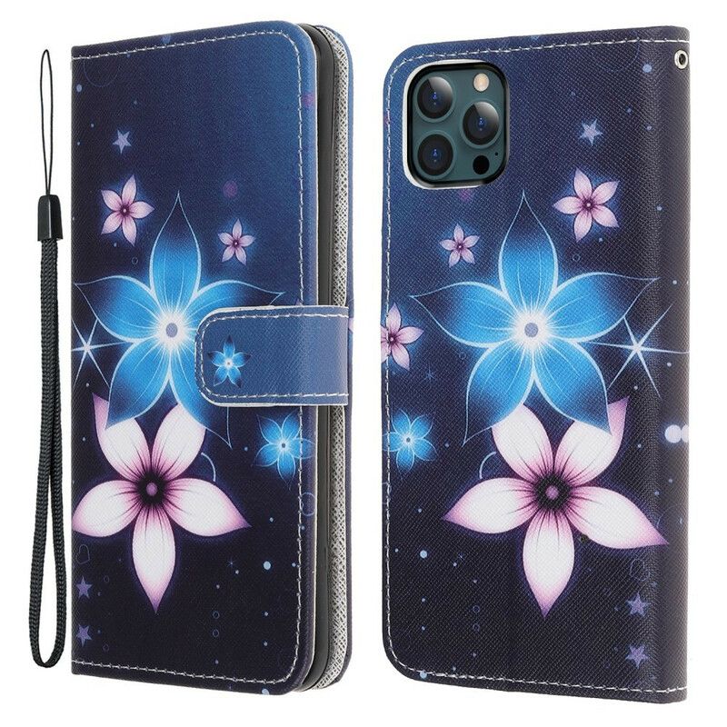 Housse iPhone 13 Pro Max Fleurs Lunaires À Lanière