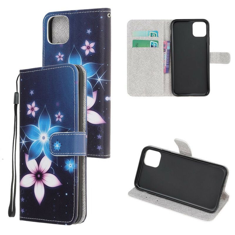 Housse iPhone 13 Pro Max Fleurs Lunaires À Lanière