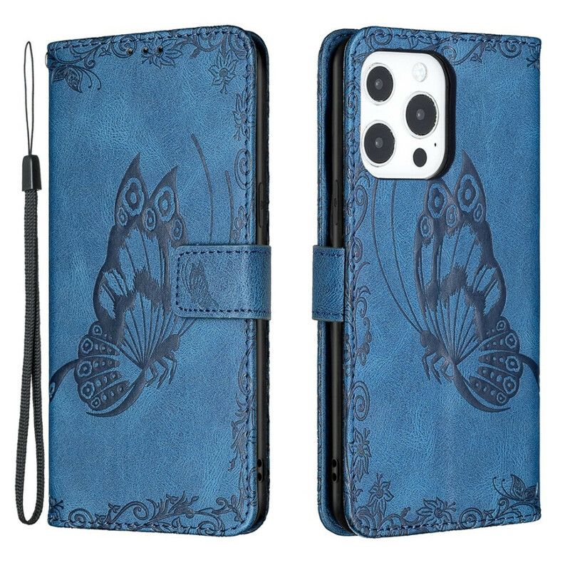 Housse iPhone 13 Pro Max Papillon Baroque À Lanière