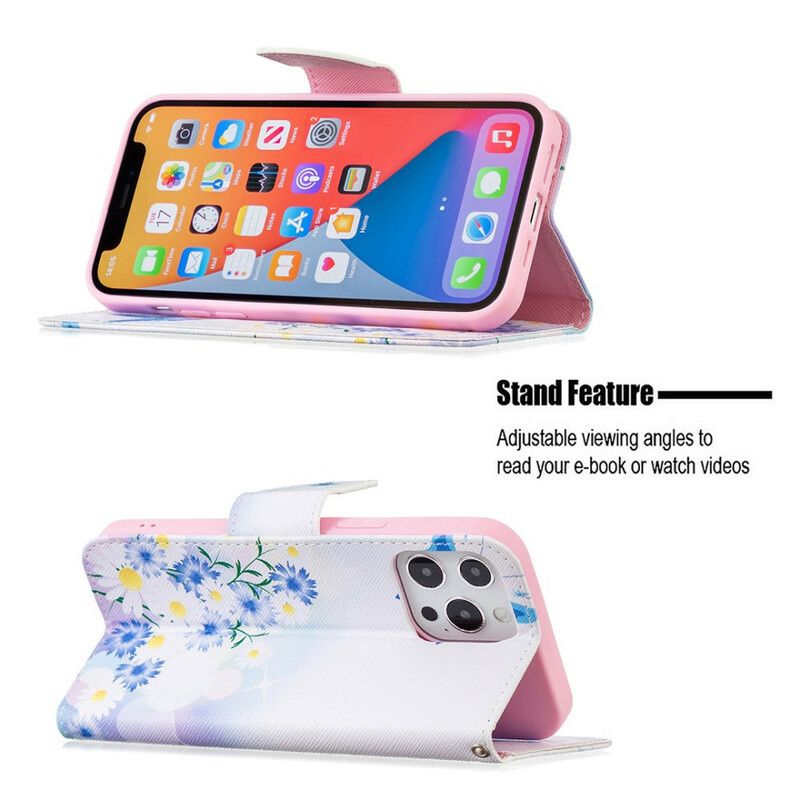 Housse iPhone 13 Pro Max Papillons Et Fleurs Peints