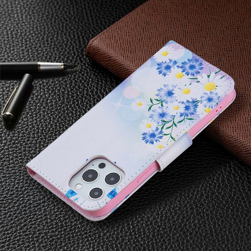 Housse iPhone 13 Pro Max Papillons Et Fleurs Peints