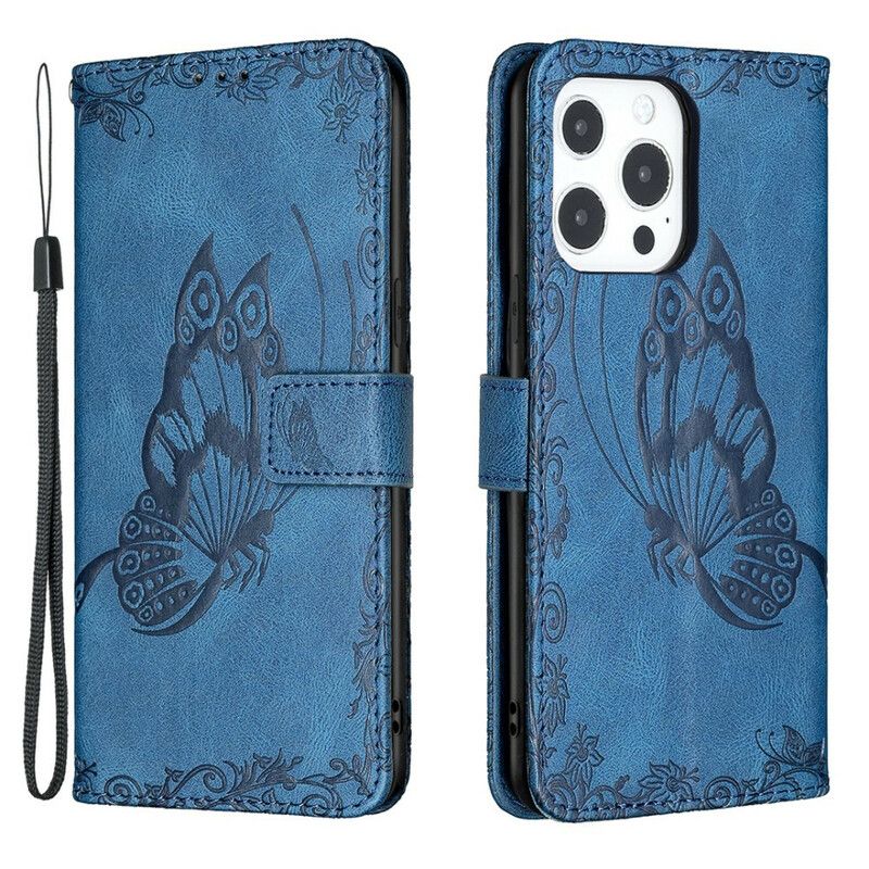 Housse iPhone 13 Pro Papillon Baroque À Lanière