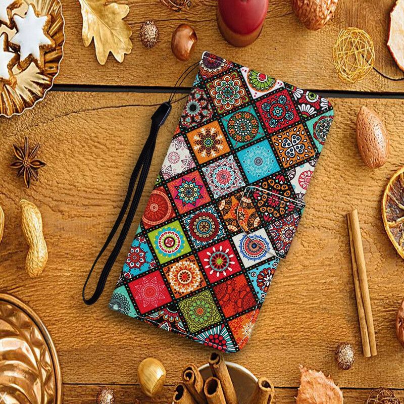 Housse iPhone 13 Pro Patchwork Mandalas Avec Lanière