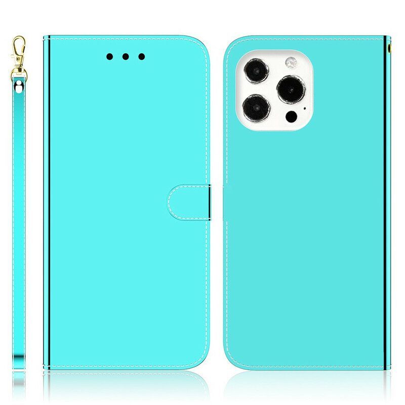 Housse iPhone 13 Pro Simili Cuir Couverture Miroir