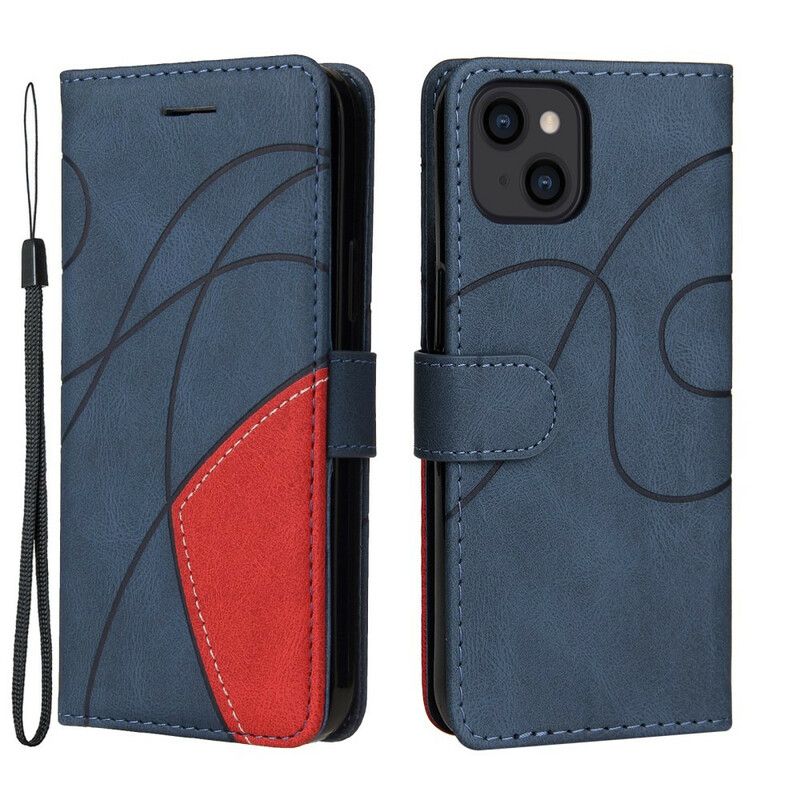 Housse iPhone 13 Simili Cuir Bicolore Signature