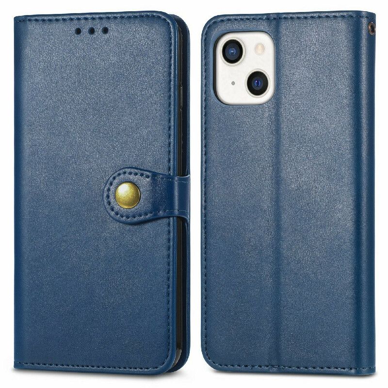 Housse iPhone 13 Simili Cuir Et Fermoir Vintage