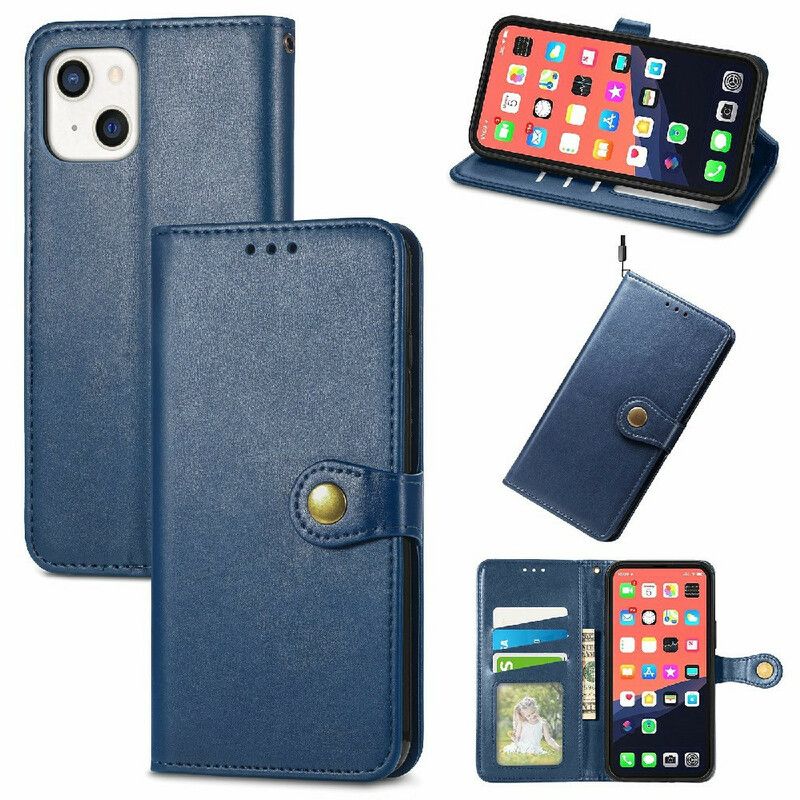 Housse iPhone 13 Simili Cuir Et Fermoir Vintage