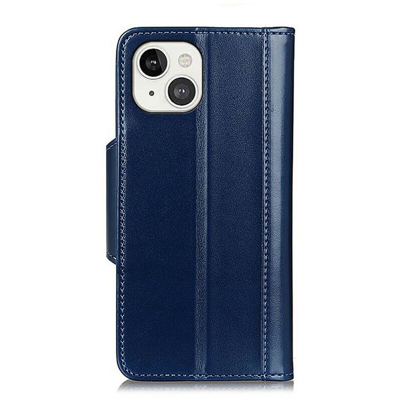 Housse iPhone 13 Simili Cuir Fermoir Argenté