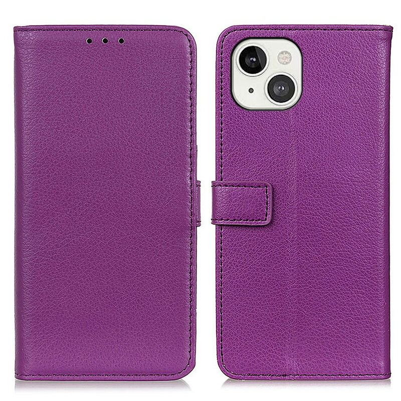 Housse iPhone 13 Simili Cuir Litchi Premium