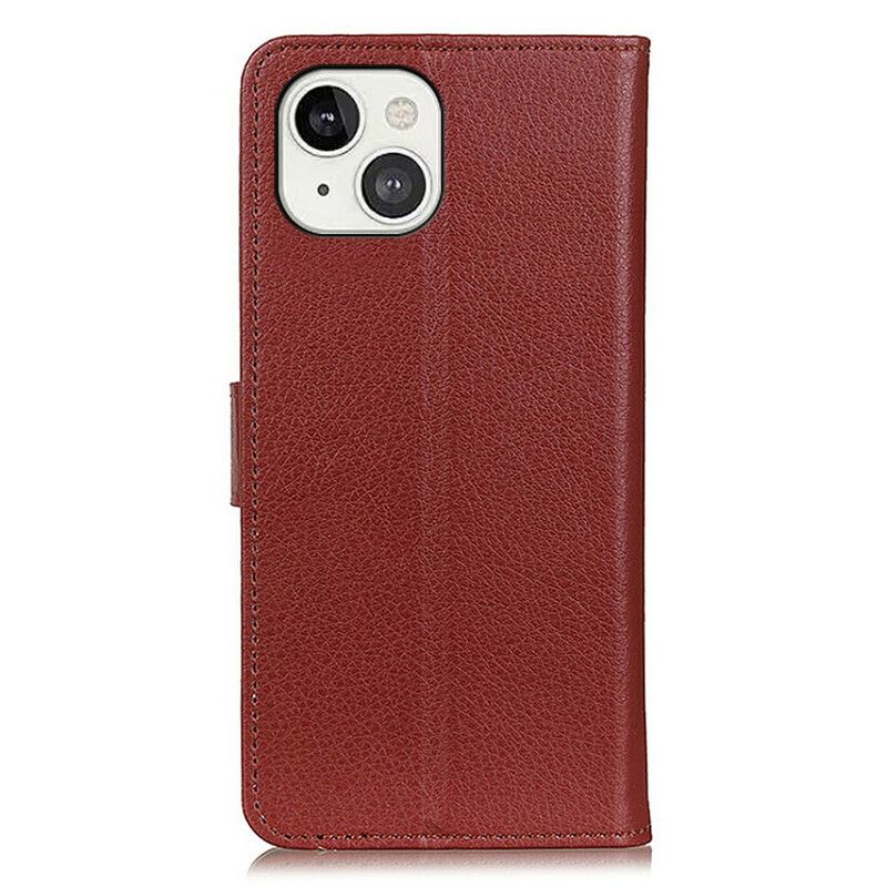 Housse iPhone 13 Simili Cuir Litchi Traditionnel