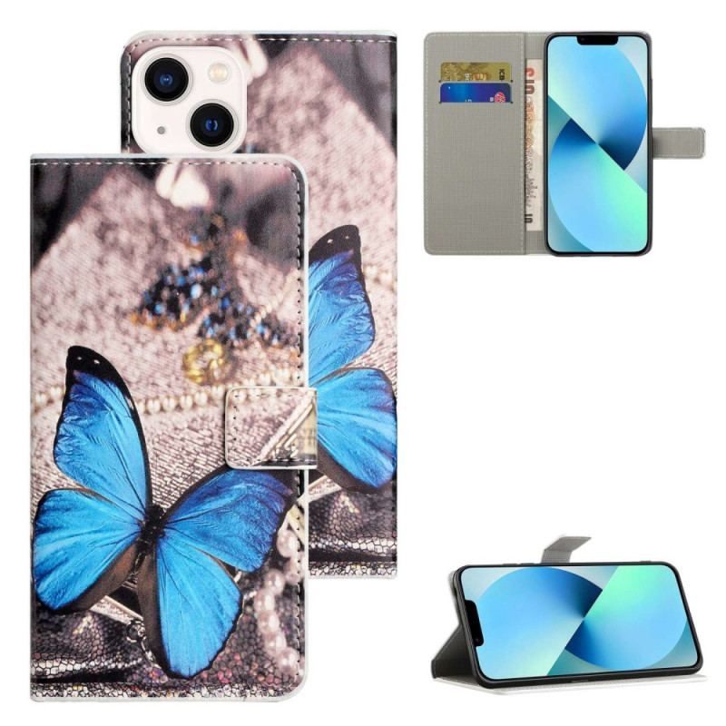 Housse iPhone 14 Papillon Bleu