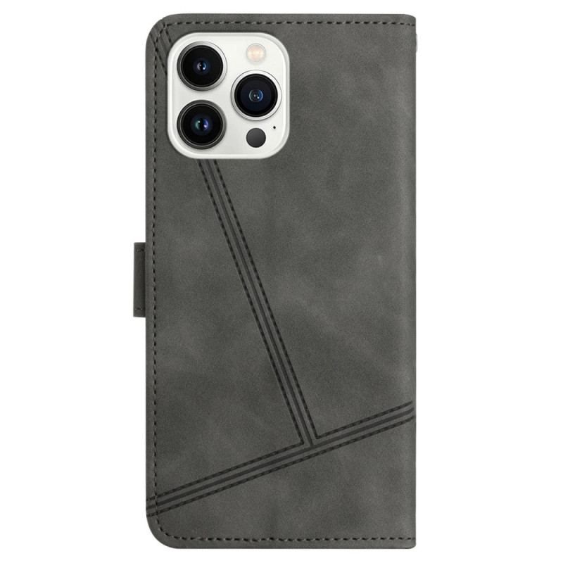 Housse iPhone 14 Pro Style Cuir Élégance à Lanière