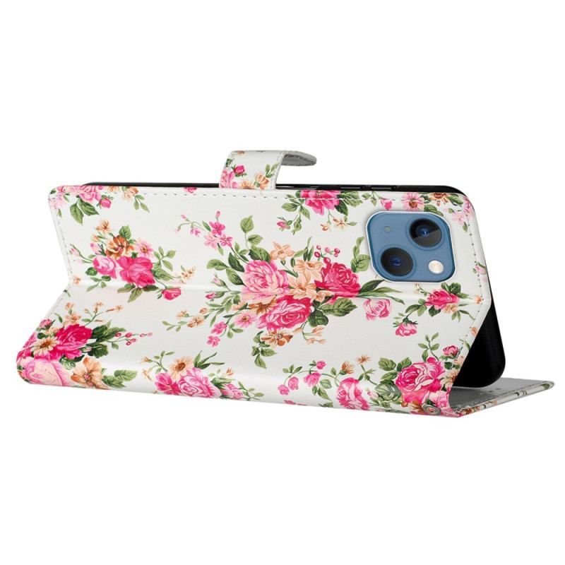 Housse iPhone 15 Fleurs Liberty à Lanière