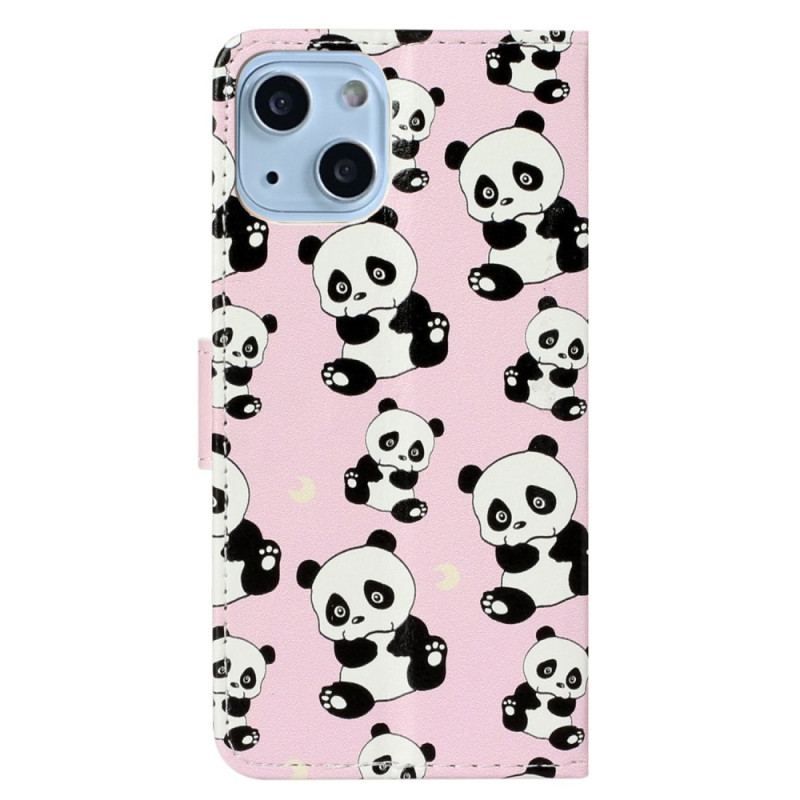 Housse iPhone 15 Petits Pandas à Lanière