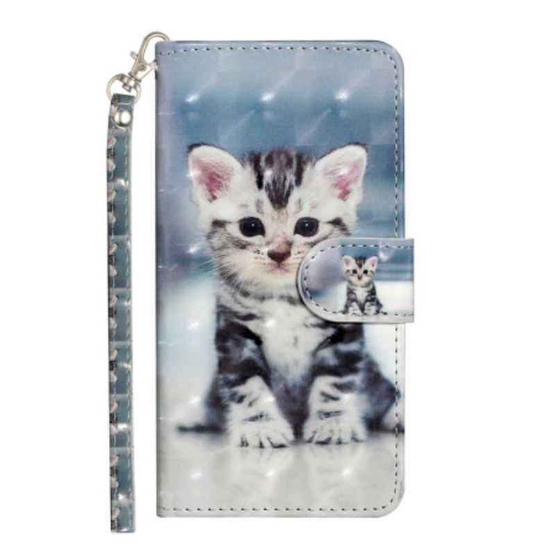 Housse iPhone 15 Plus Chaton 3D à Lanière