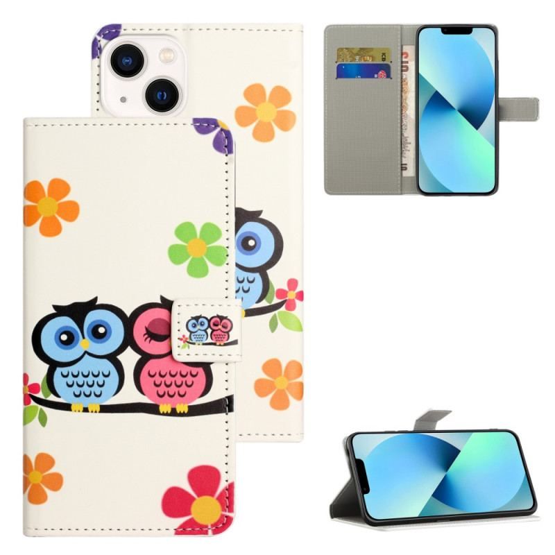 Housse iPhone 15 Plus Couple de Hiboux