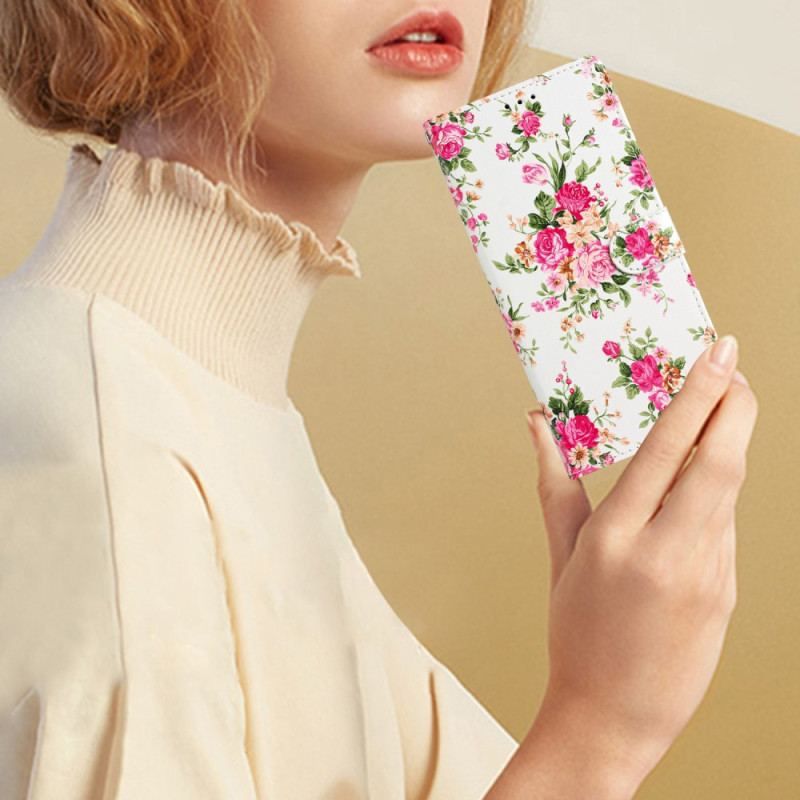 Housse iPhone 15 Plus Des Fleurs à Lanière