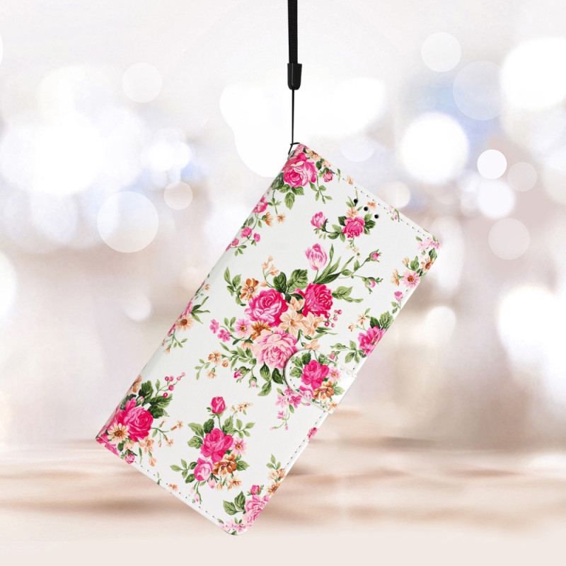 Housse iPhone 15 Plus Des Fleurs à Lanière