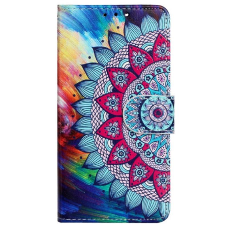 Housse iPhone 15 Plus Mandala Coloré à Lanière