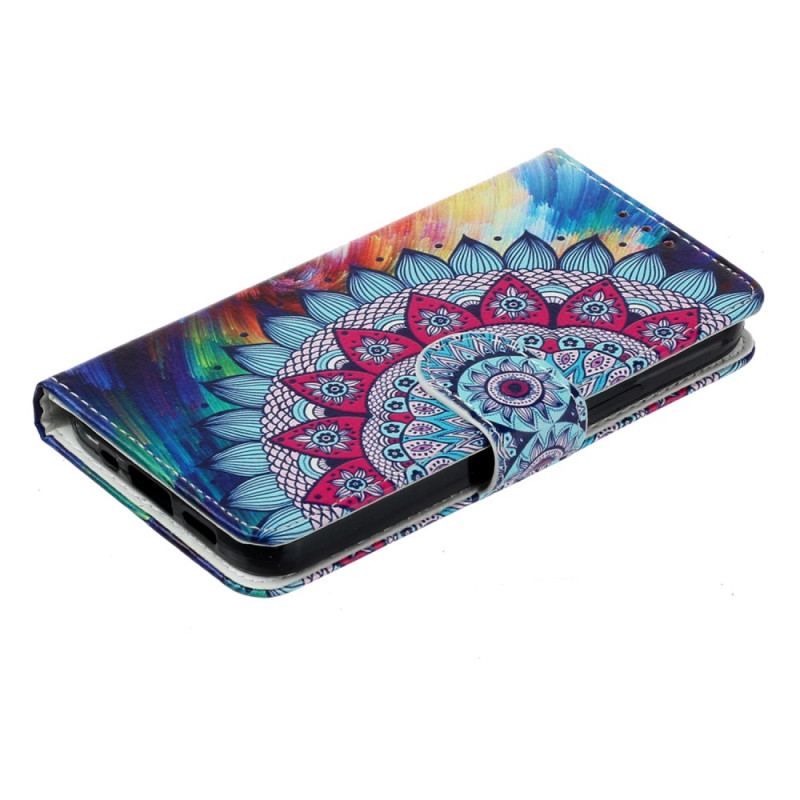 Housse iPhone 15 Plus Mandala Coloré à Lanière