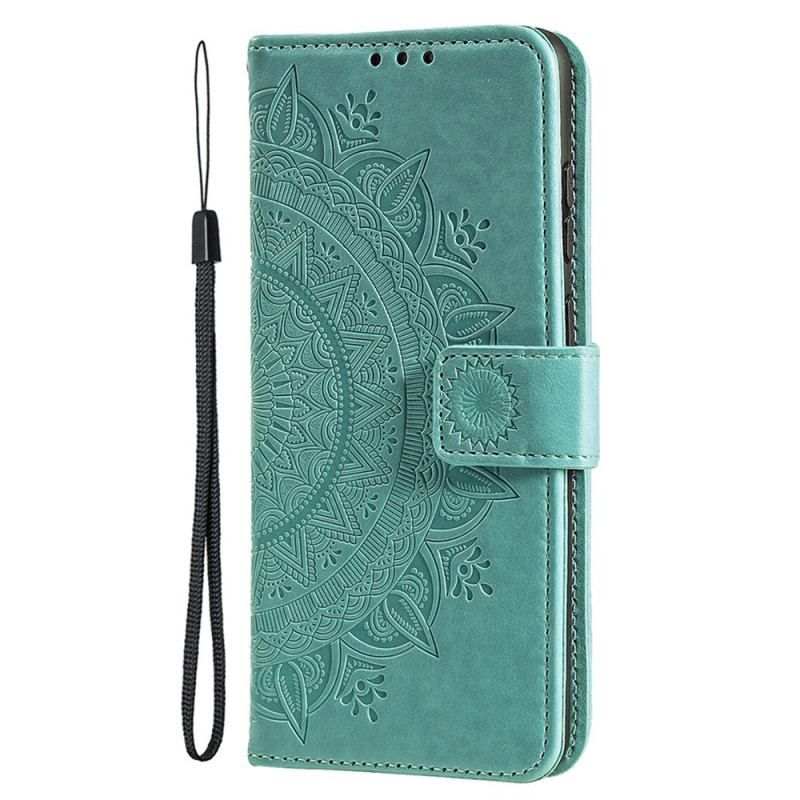 Housse iPhone 15 Plus Mandala Soleil avec Lanière