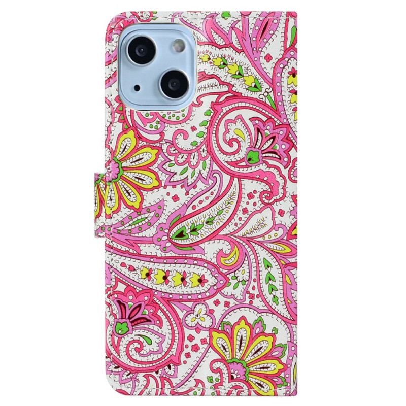 Housse iPhone 15 Plus Motif Coloré à Lanière