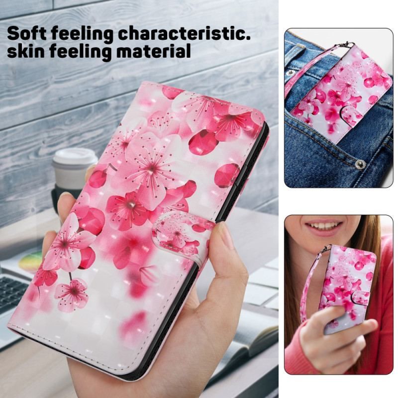 Housse iPhone 15 Pro Fleurettes à Lanière