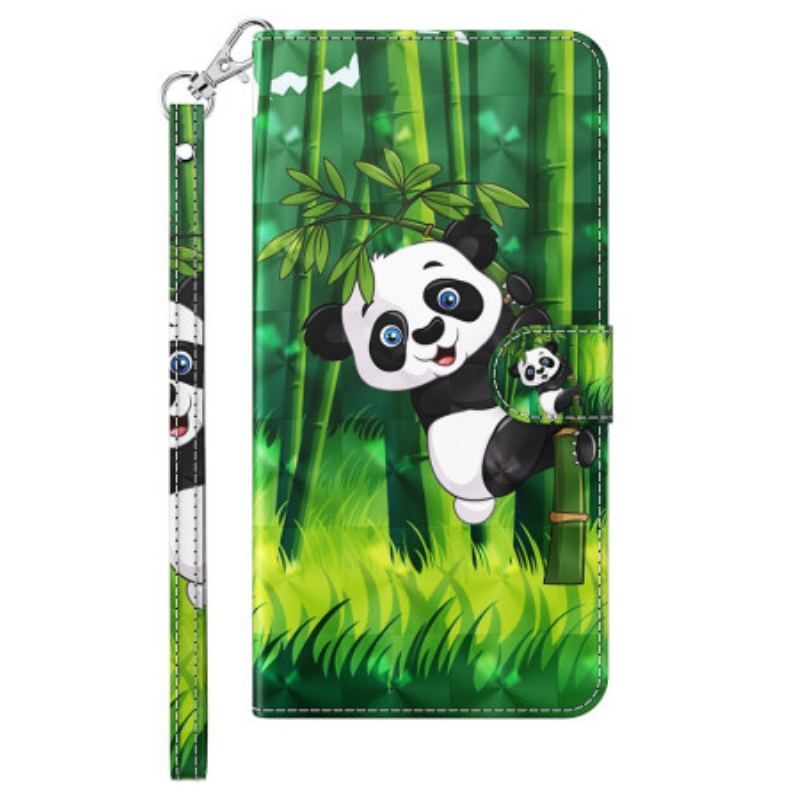 Housse iPhone 15 Pro Max Panda Bambou 3D à Lanière