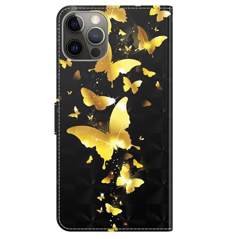 Housse iPhone 15 Pro Papillons 3D à Lanière