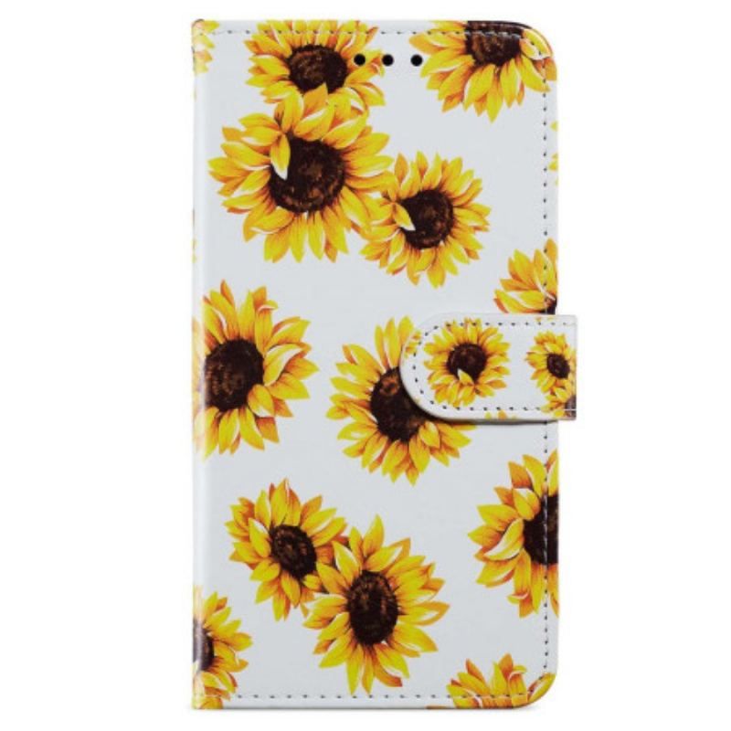 Housse iPhone 15 Tournesols à Lanière