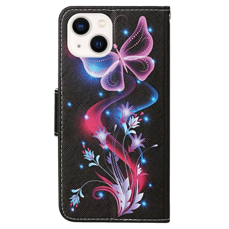 Housse iPhone 15 Vol de Papillons de Nuit à Lanière